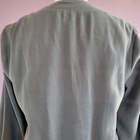 BCBGeneration Sage Green Open Front Buttoned Lapel Peplum Ruffle Hem Jacket - Picture 12 of 16